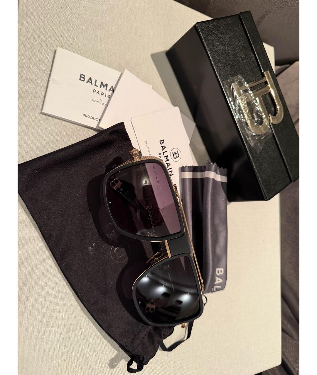 BALMAIN Антрацитовые металлические солнцезащитные очки, фото 3