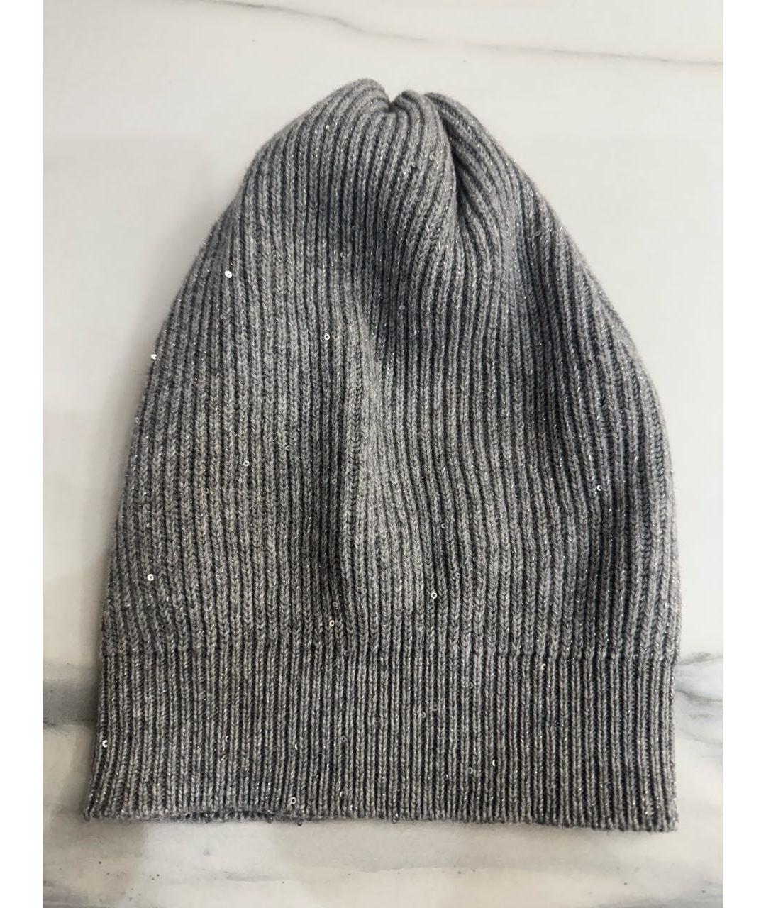 BRUNELLO CUCINELLI Серая кашемировая шапка, фото 2