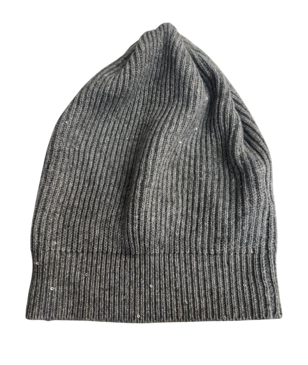 BRUNELLO CUCINELLI Серая кашемировая шапка, фото 1