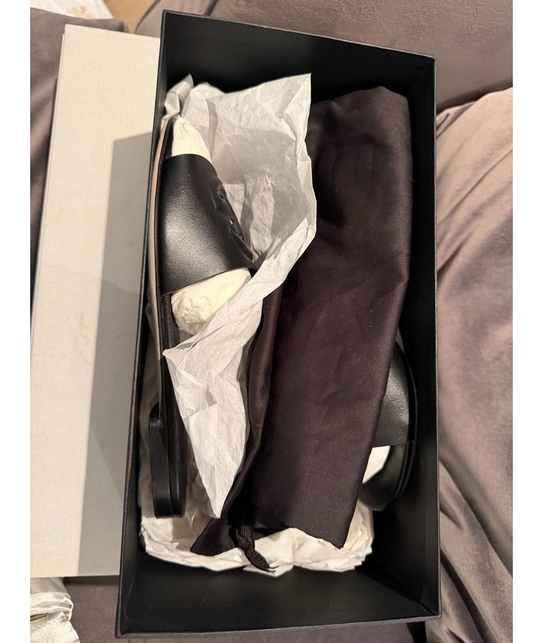 DOLCE&GABBANA Черные кожаные шлепанцы, фото 5