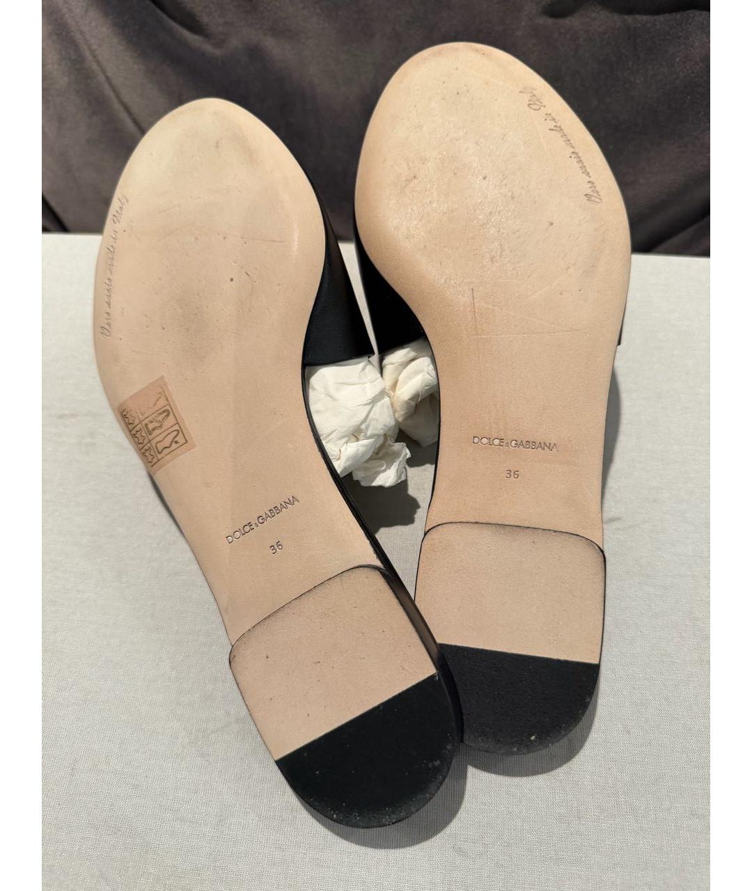 DOLCE&GABBANA Черные кожаные шлепанцы, фото 4