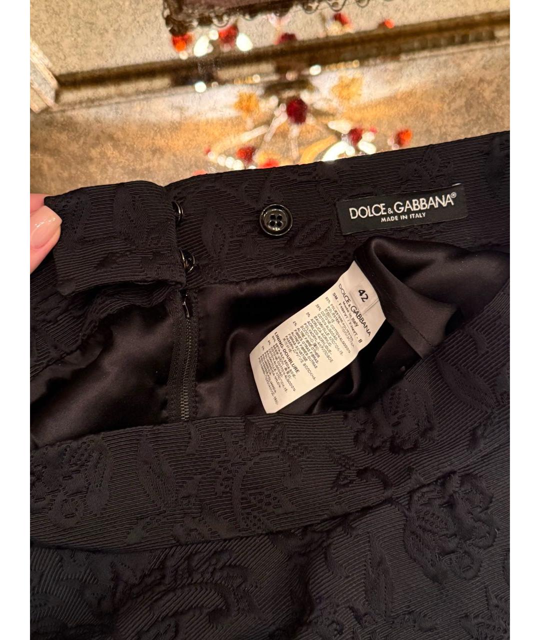 DOLCE&GABBANA Черная полиэстеровая юбка миди, фото 3