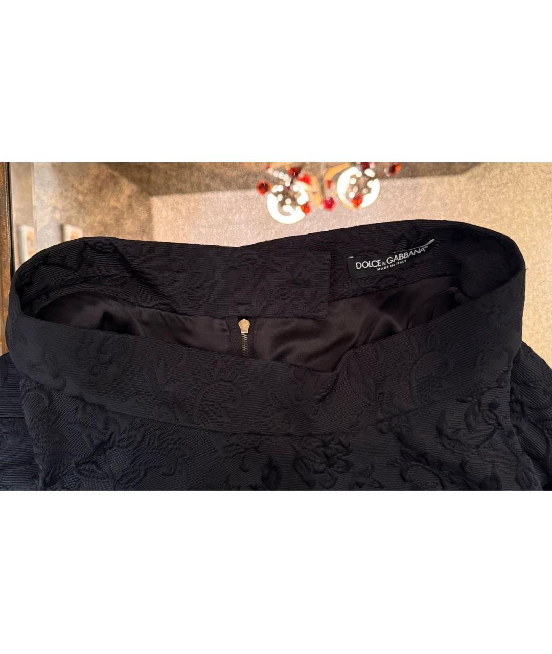 DOLCE&GABBANA Черная полиэстеровая юбка миди, фото 4