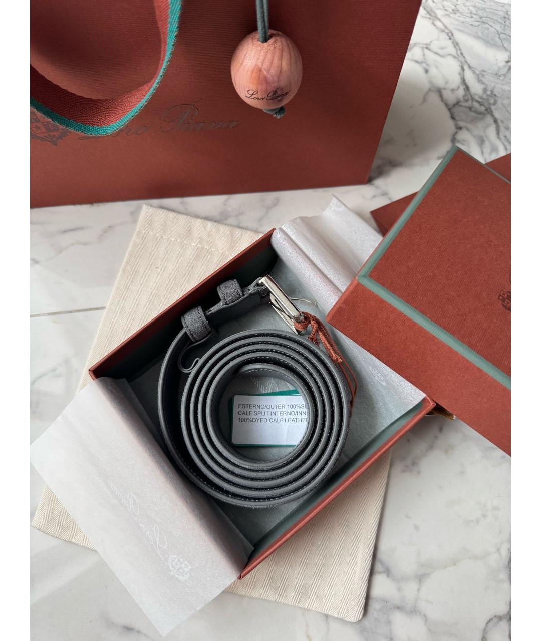 LORO PIANA Серый замшевый ремень, фото 3