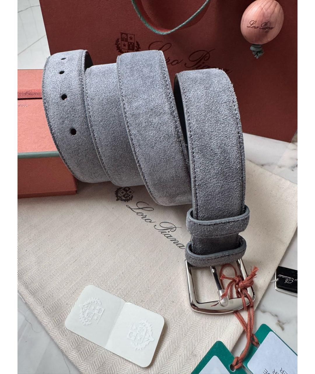 LORO PIANA Серый замшевый ремень, фото 2