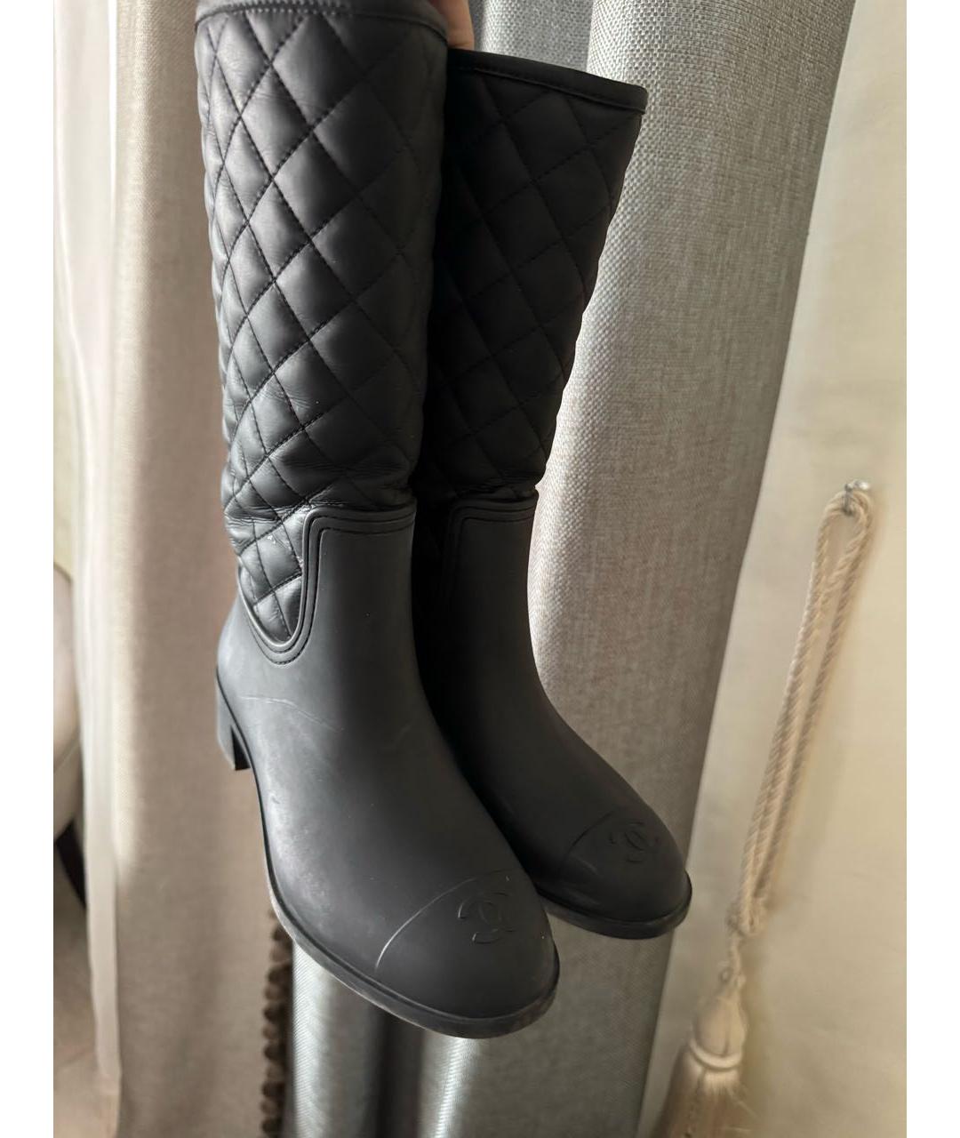 CHANEL Черные резиновые сапоги, фото 7