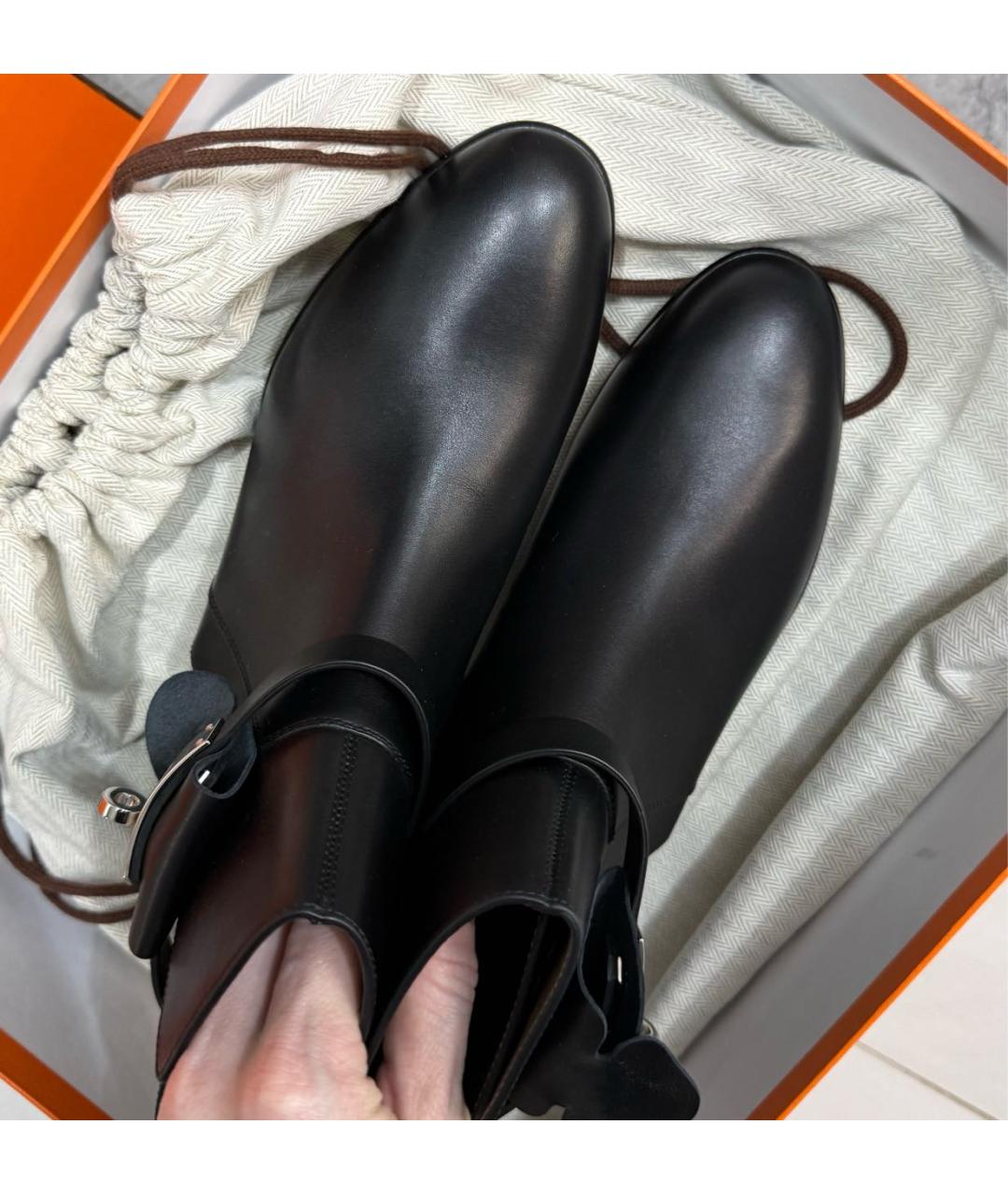HERMES Черные кожаные ботильоны, фото 5