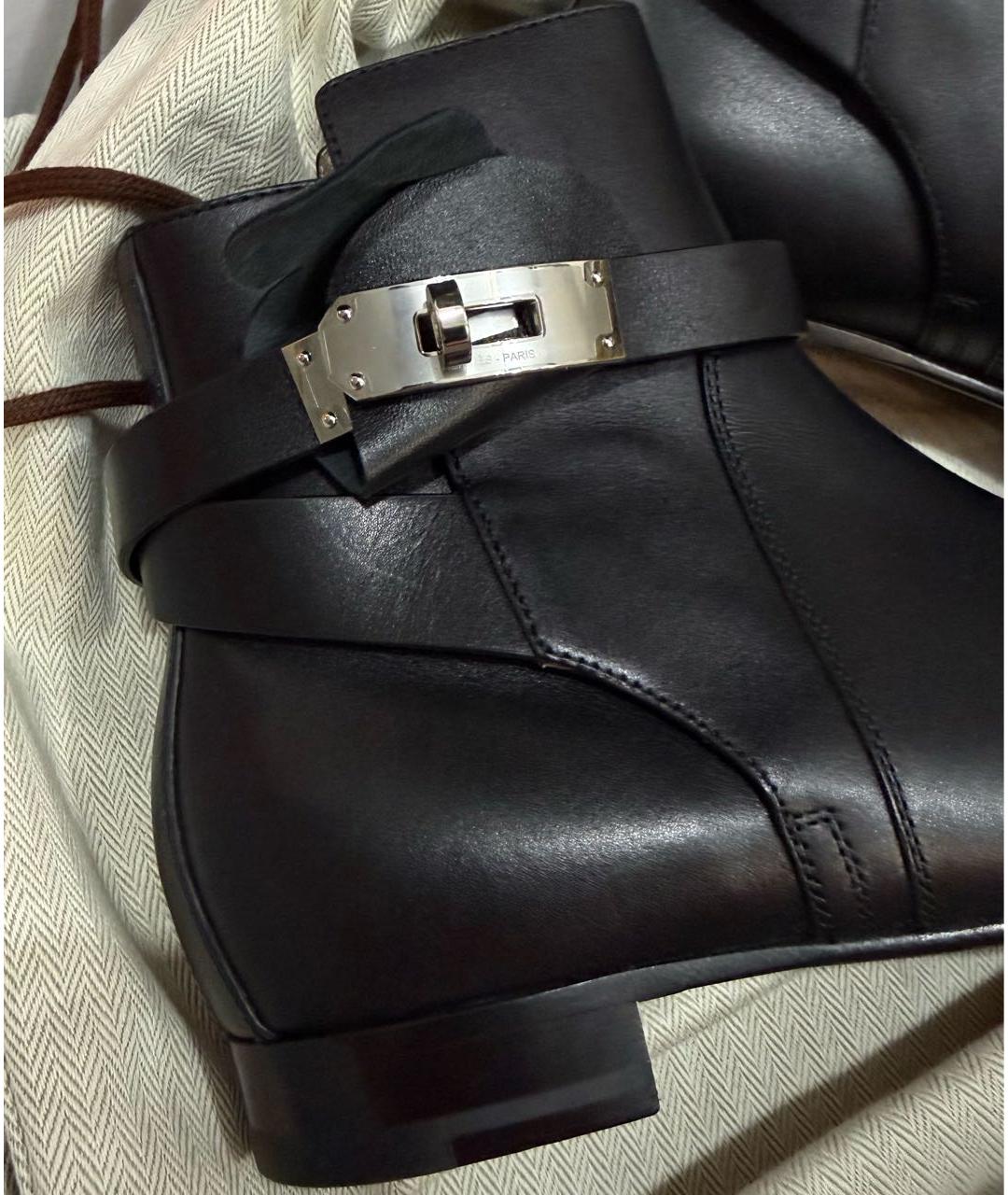 HERMES Черные кожаные ботильоны, фото 6