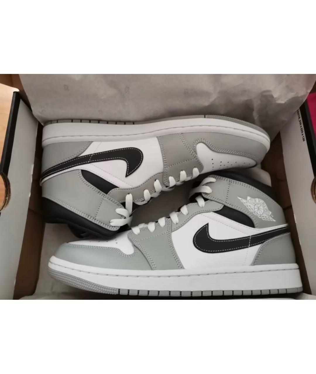 JORDAN Серые кожаные кеды, фото 2