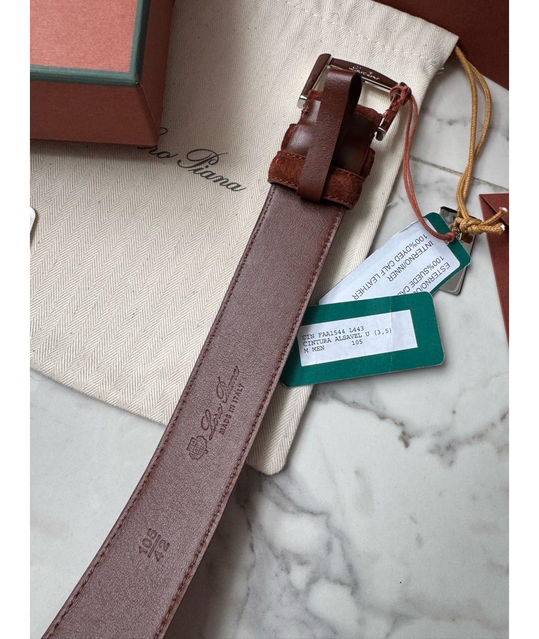 LORO PIANA Бордовый замшевый ремень, фото 6