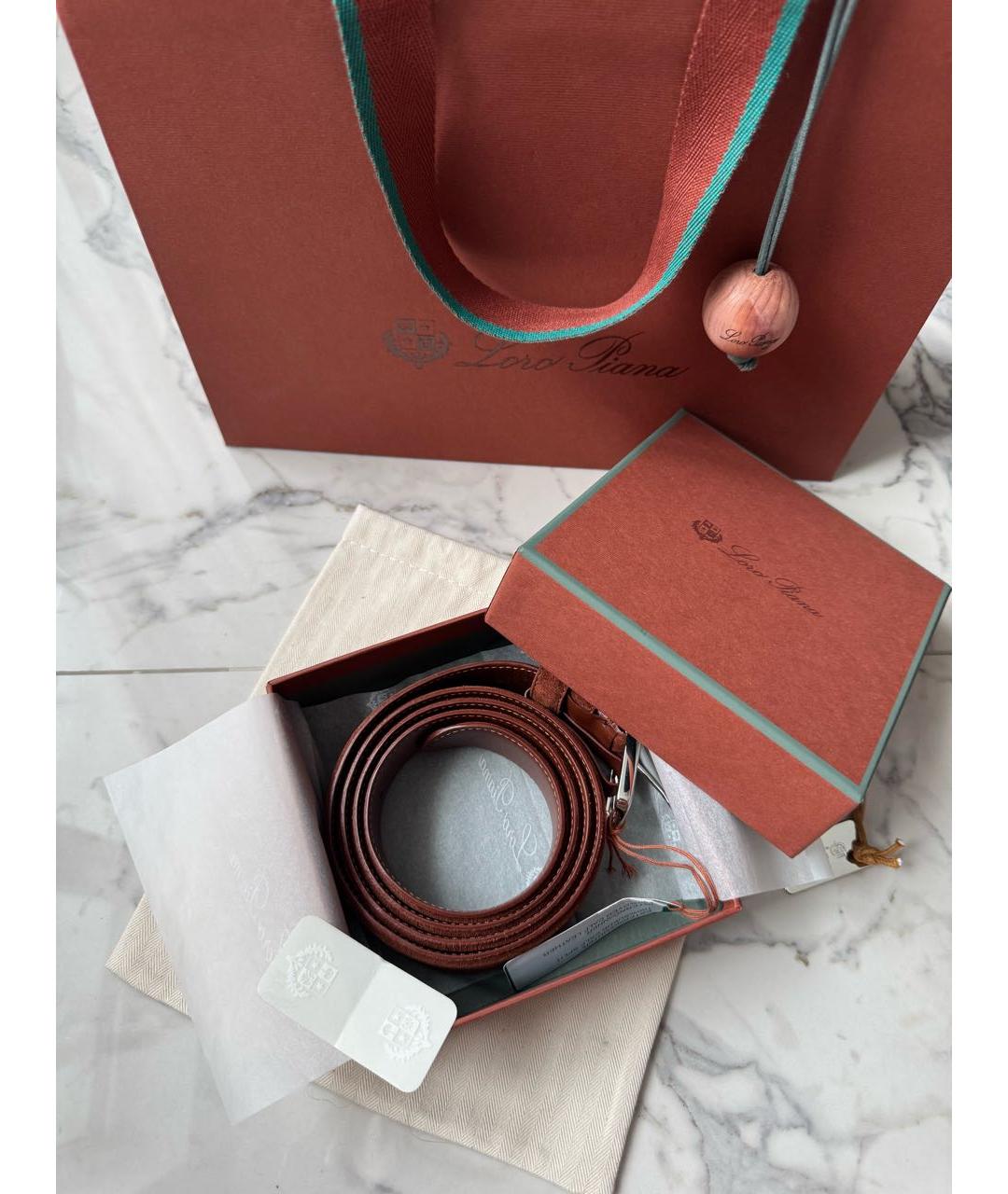 LORO PIANA Бордовый замшевый ремень, фото 4