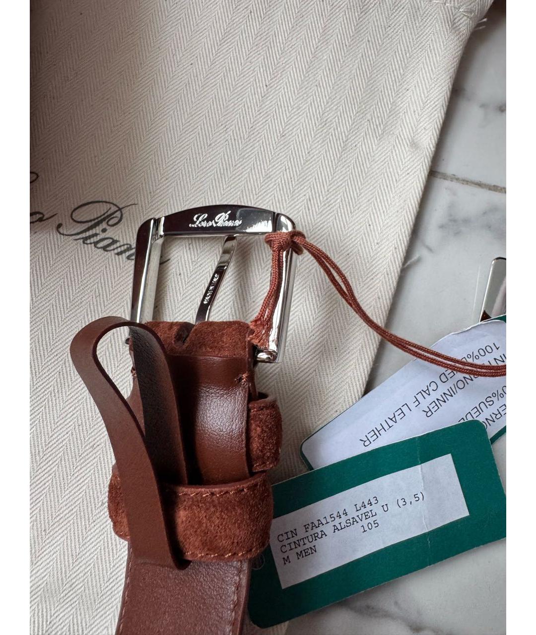 LORO PIANA Бордовый замшевый ремень, фото 3