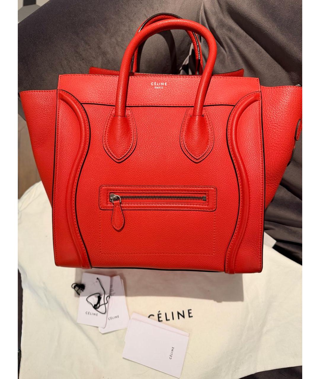 CELINE Красная кожаная сумка тоут, фото 9