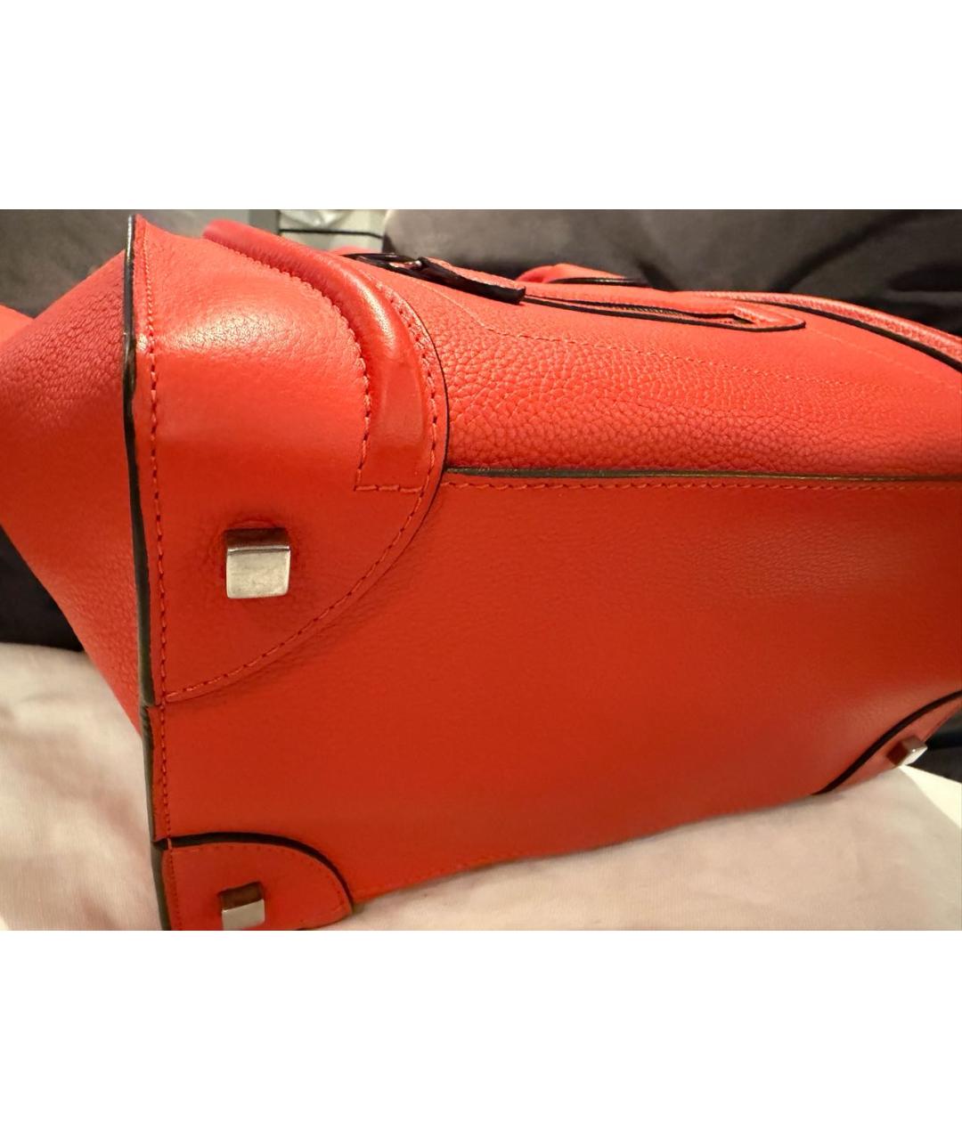 CELINE Красная кожаная сумка тоут, фото 6