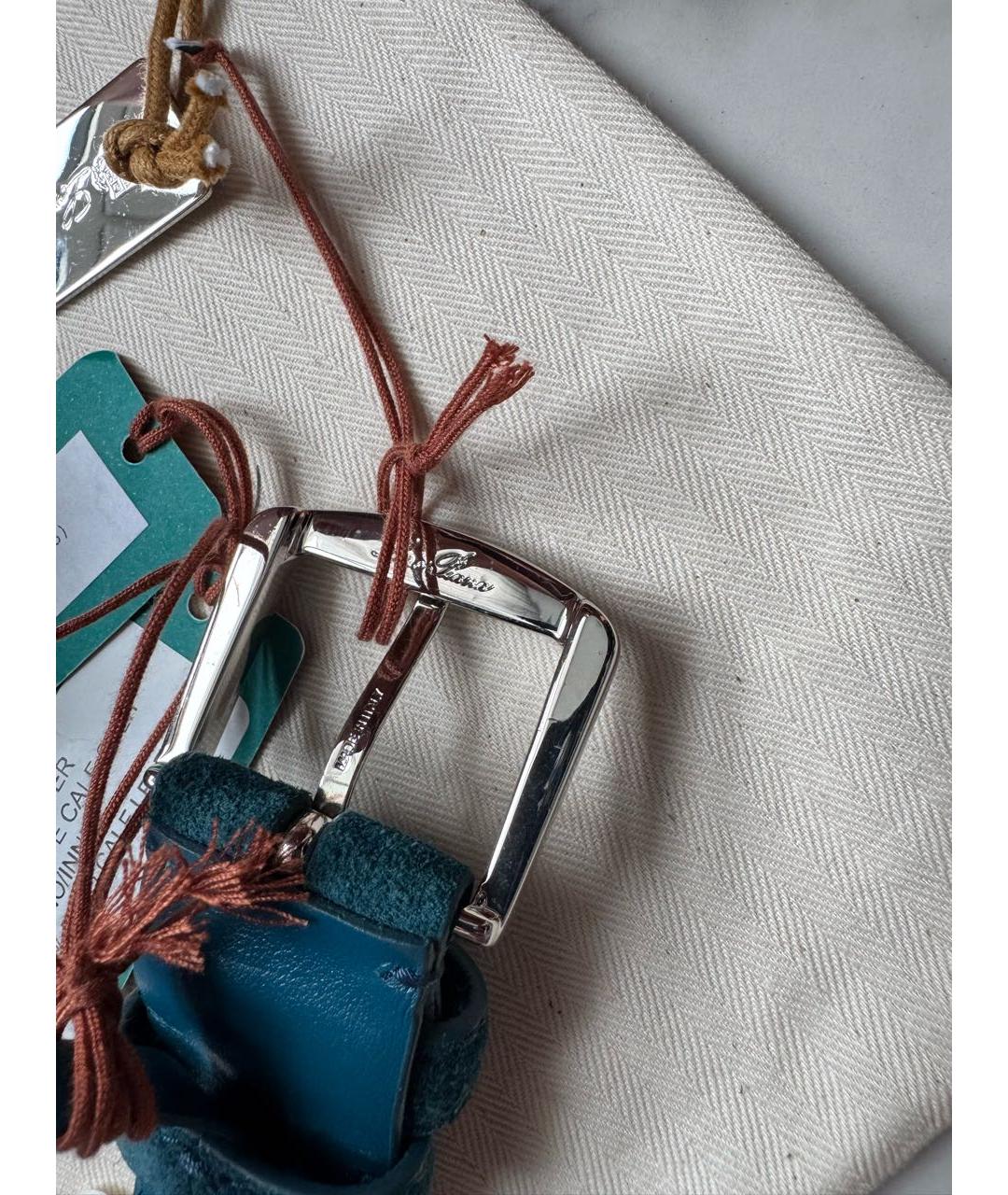 LORO PIANA Бирюзовый замшевый ремень, фото 5