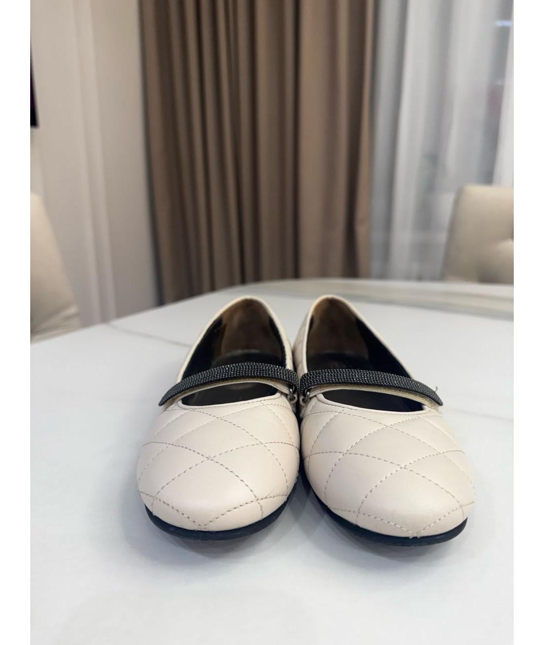 BRUNELLO CUCINELLI Бежевые кожаные балетки, фото 7