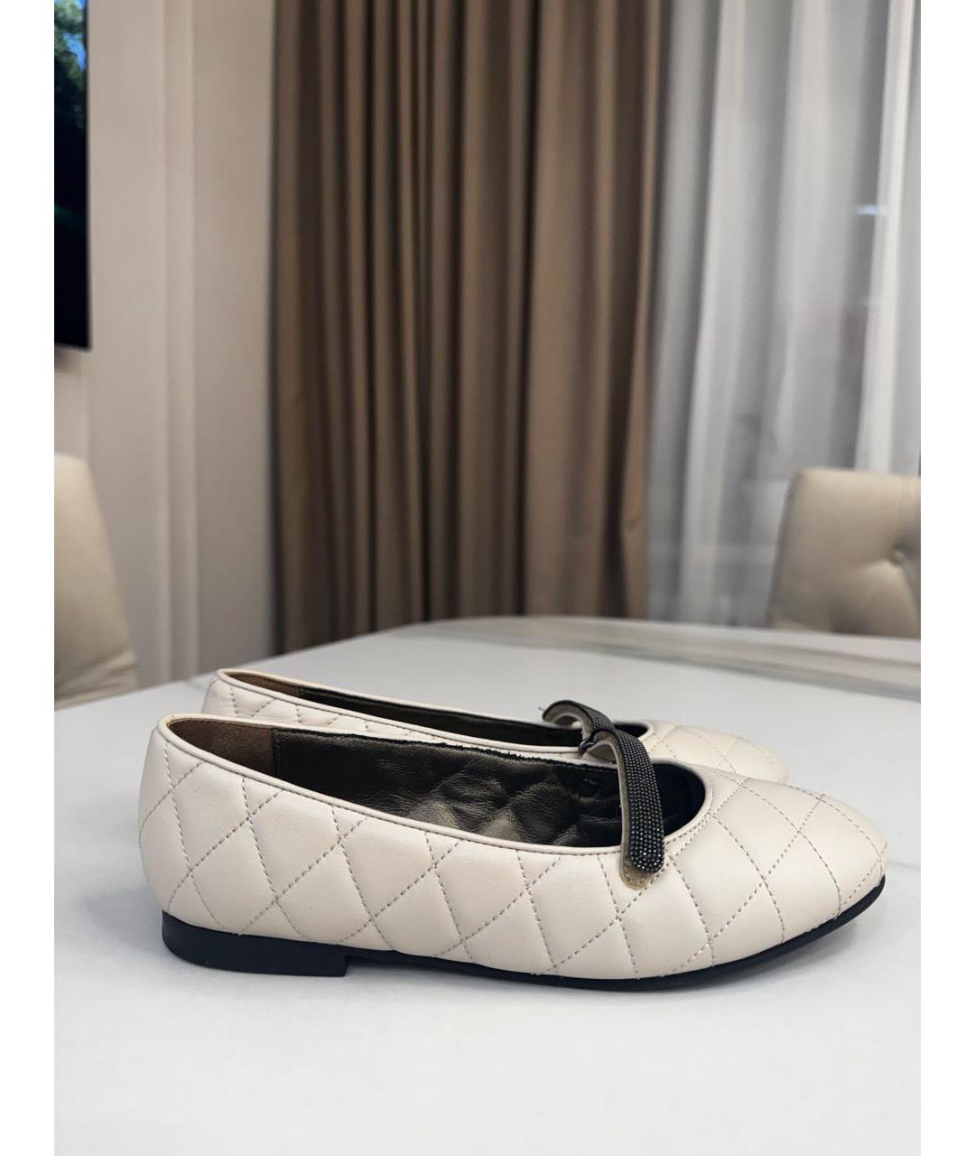 BRUNELLO CUCINELLI Бежевые кожаные балетки, фото 8