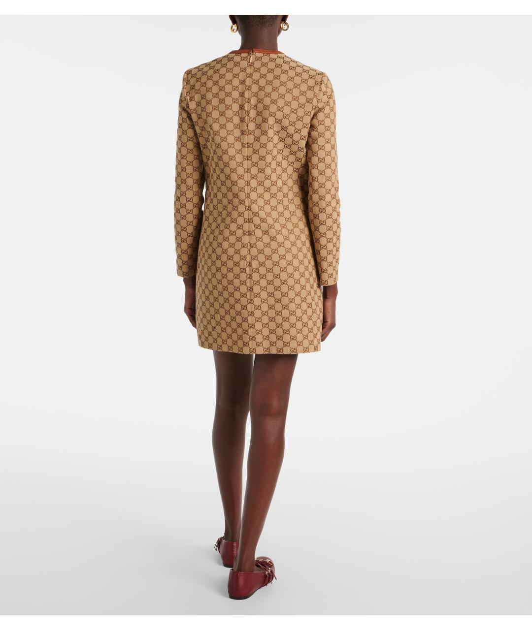 GUCCI Бежевое хлопковое коктейльное платье, фото 5