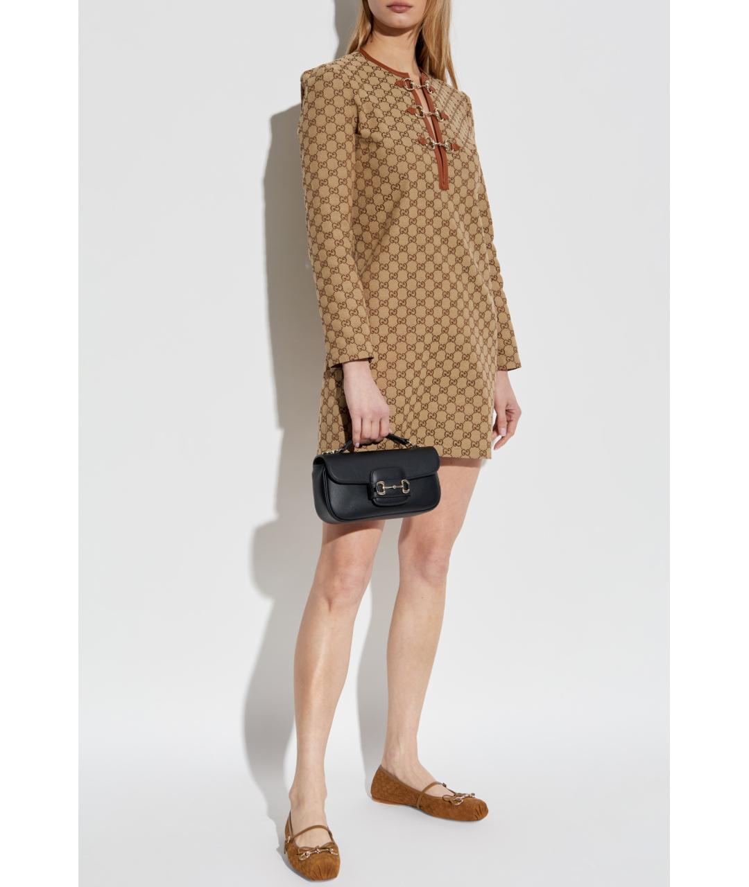GUCCI Бежевое хлопковое коктейльное платье, фото 3