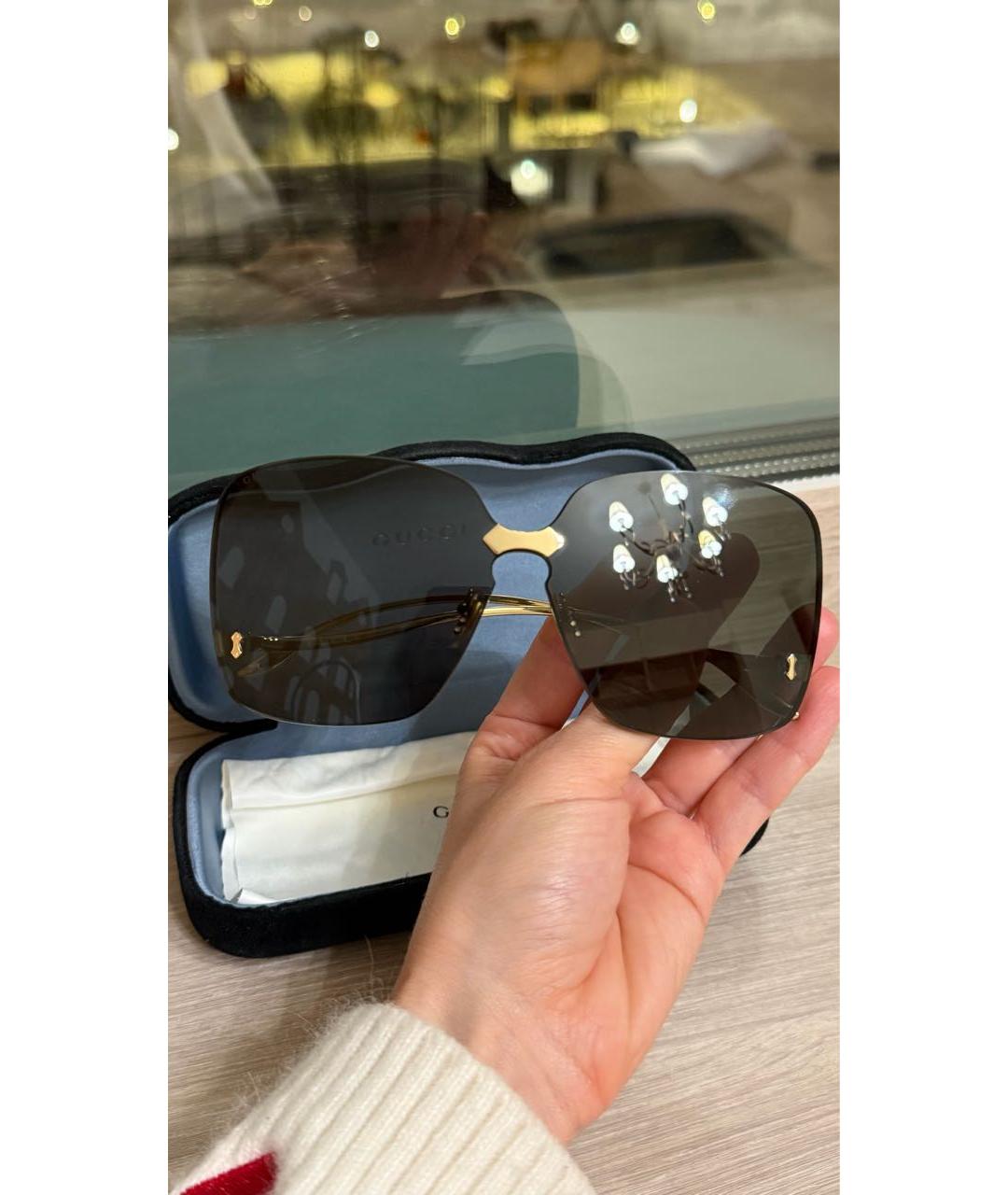 GUCCI Черные металлические солнцезащитные очки, фото 5