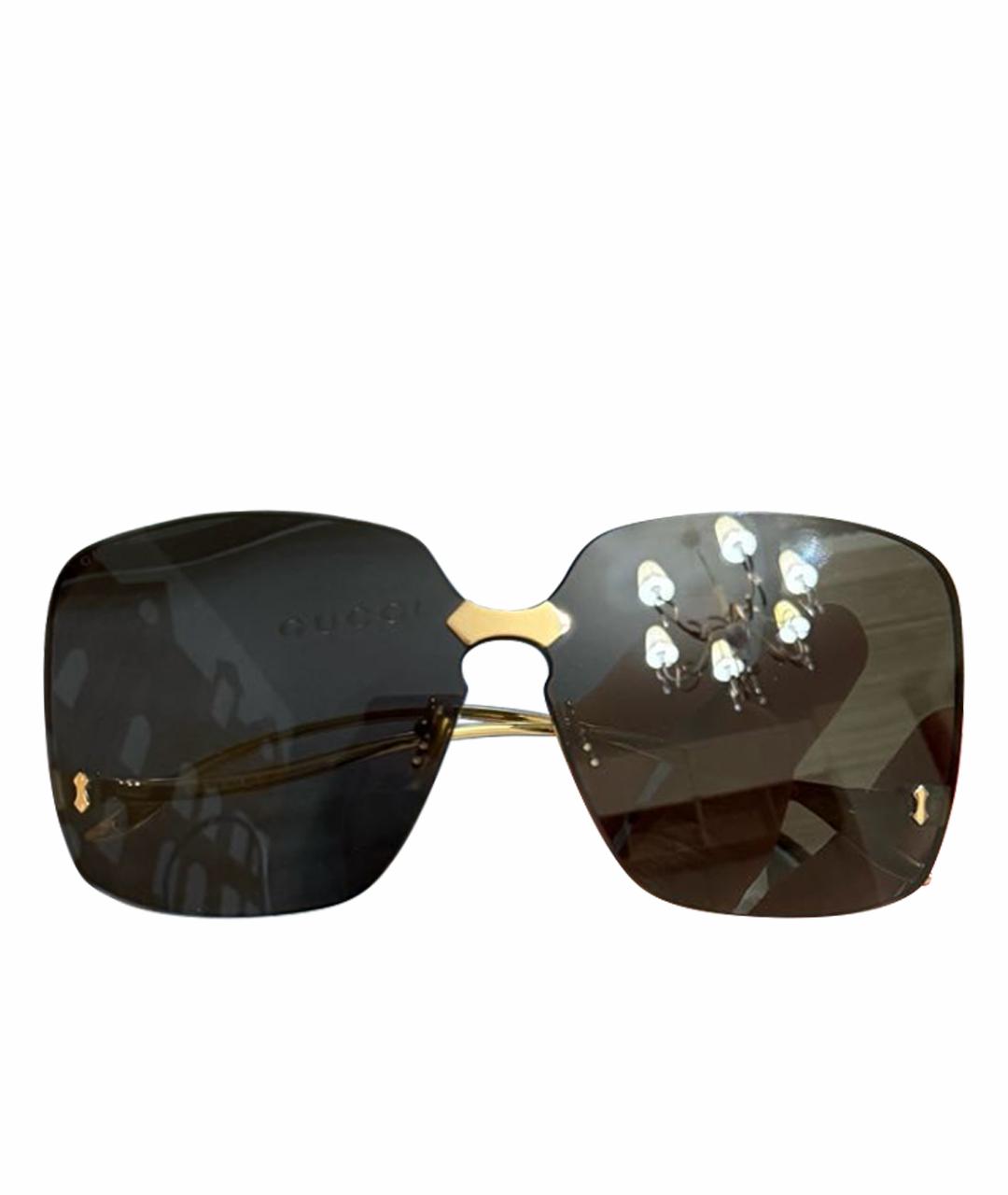 GUCCI Черные металлические солнцезащитные очки, фото 1