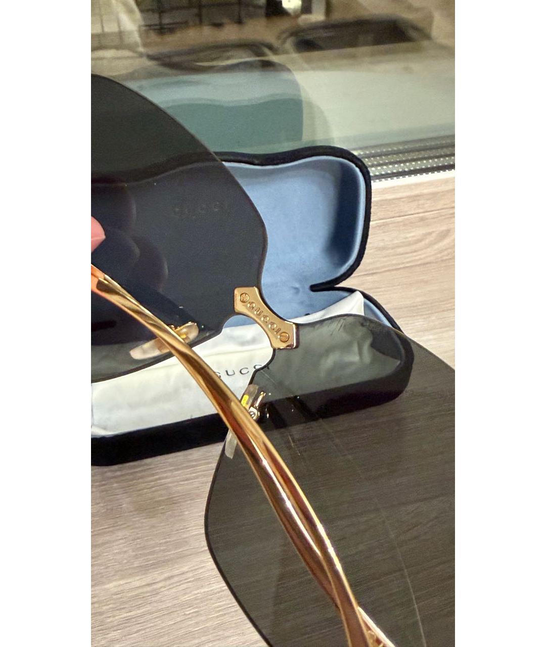 GUCCI Черные металлические солнцезащитные очки, фото 3