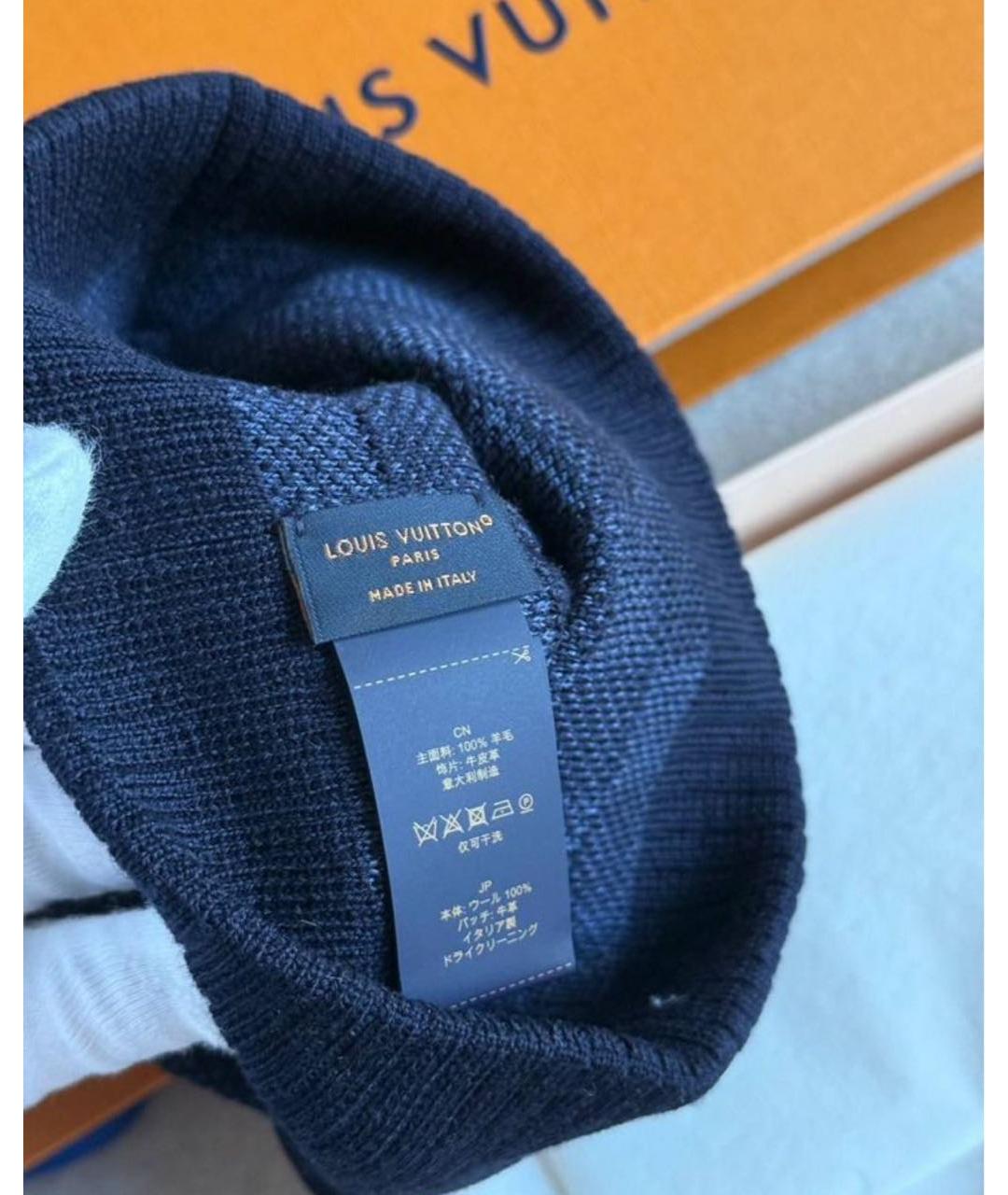 LOUIS VUITTON Темно-синяя шерстяная шапка, фото 4