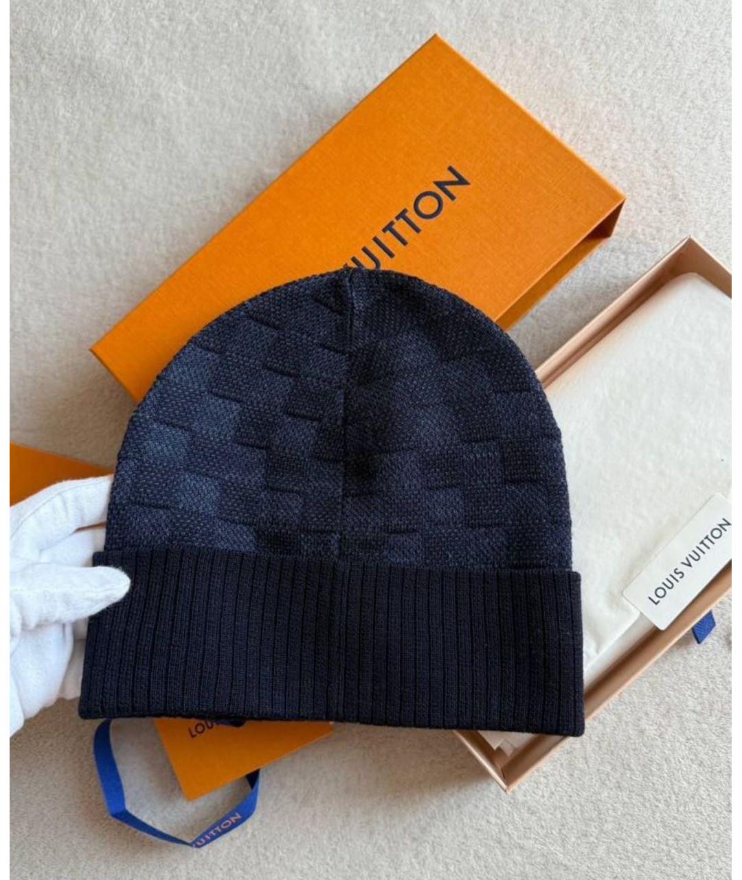 LOUIS VUITTON Темно-синяя шерстяная шапка, фото 3