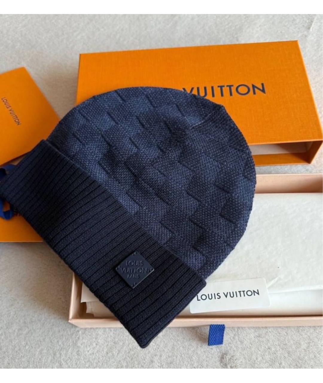 LOUIS VUITTON Темно-синяя шерстяная шапка, фото 2