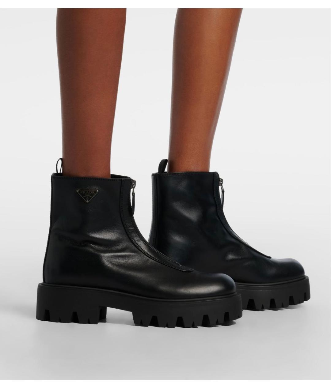 PRADA Черные кожаные полусапоги, фото 6