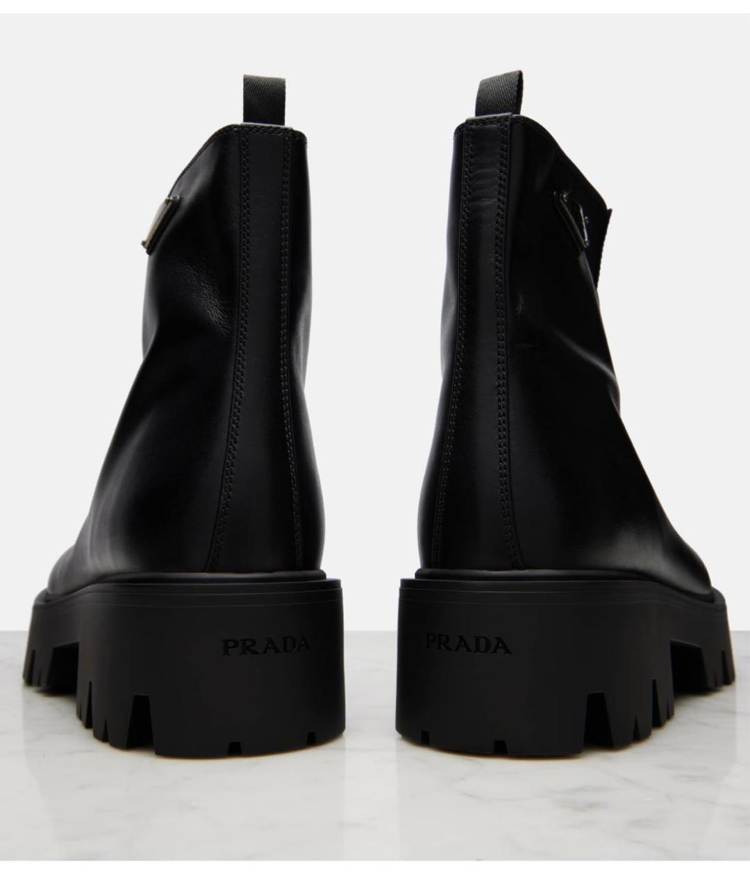 PRADA Черные кожаные полусапоги, фото 3