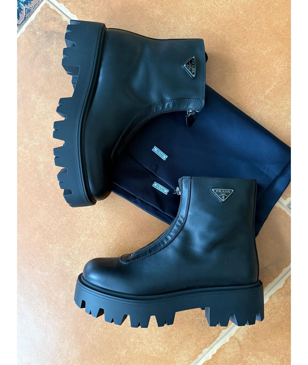 PRADA Черные кожаные полусапоги, фото 7
