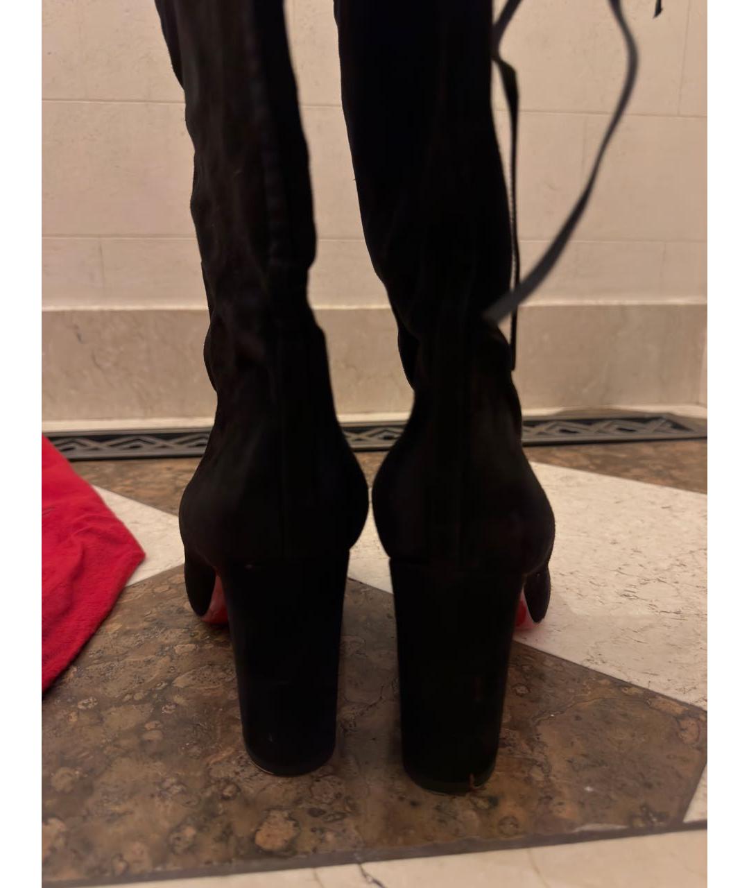 CHRISTIAN LOUBOUTIN Черные замшевые ботфорты, фото 4