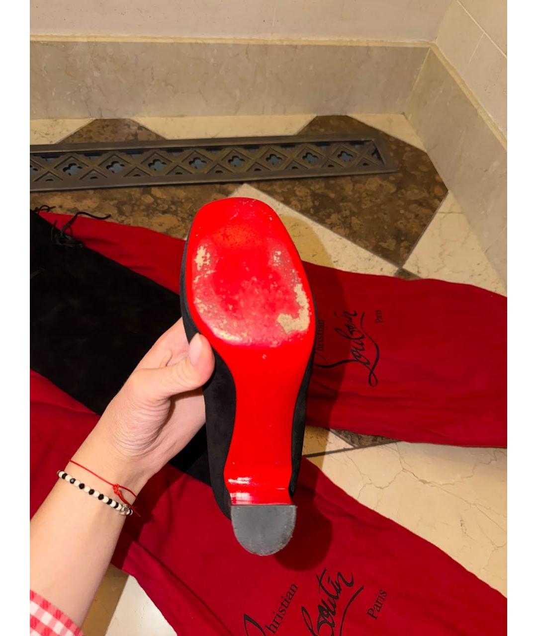 CHRISTIAN LOUBOUTIN Черные замшевые ботфорты, фото 7