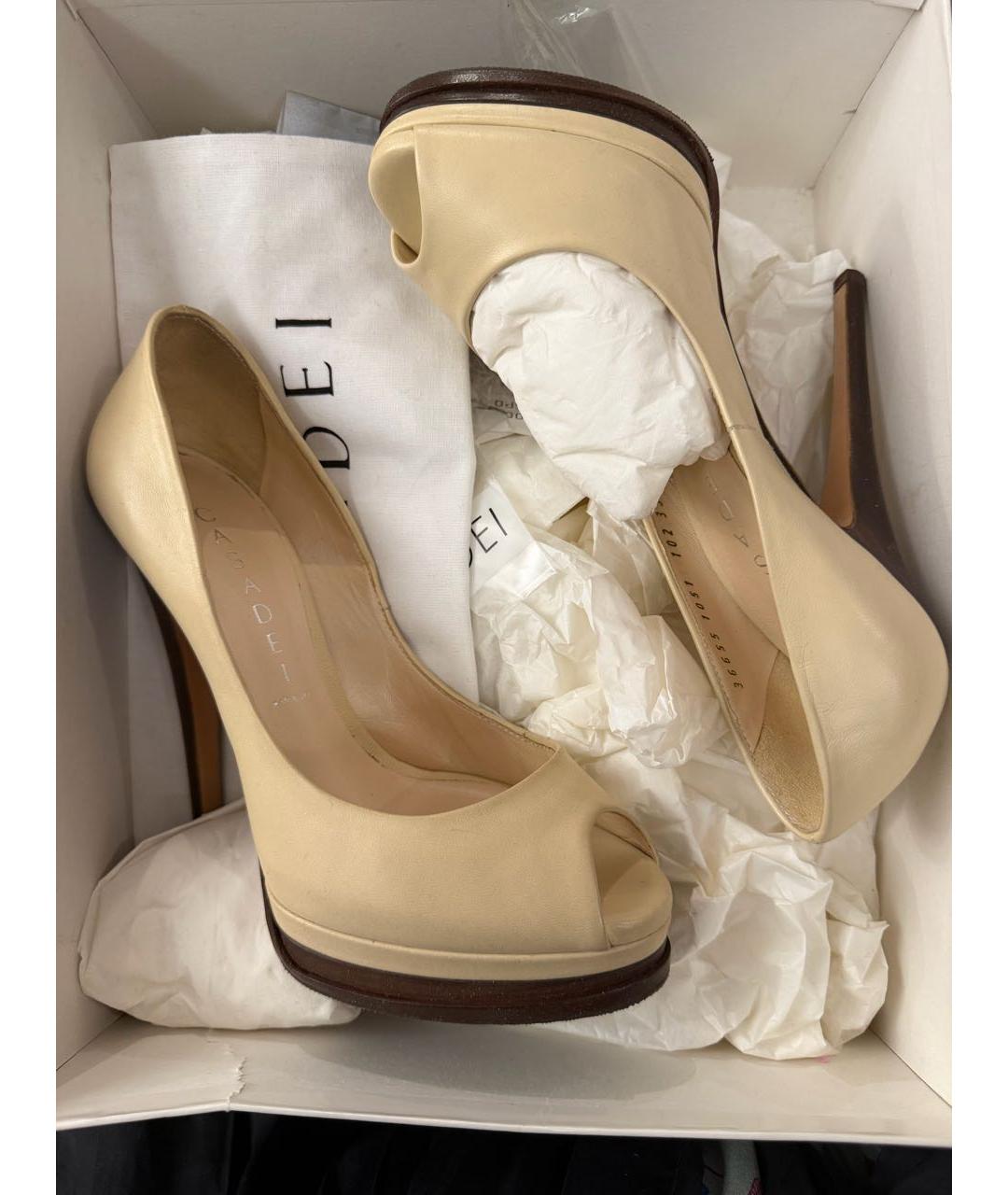 CASADEI Бежевые кожаные туфли, фото 3