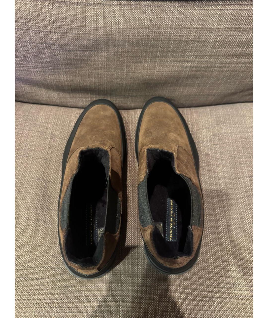 Principe di Bologna Коричневые кожаные высокие ботинки, фото 8