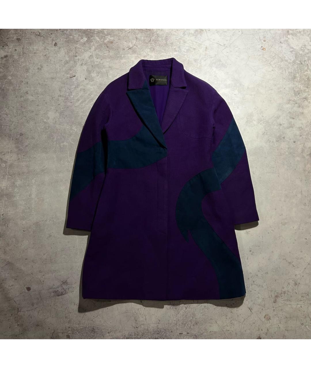VERSACE Фиолетовое шерстяное пальто, фото 7