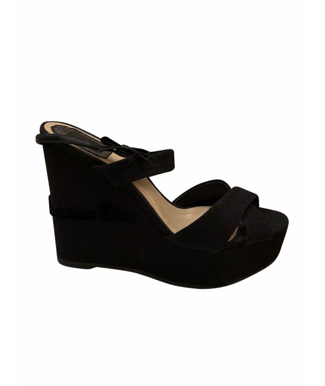 CHRISTIAN DIOR Черные текстильные босоножки, фото 1