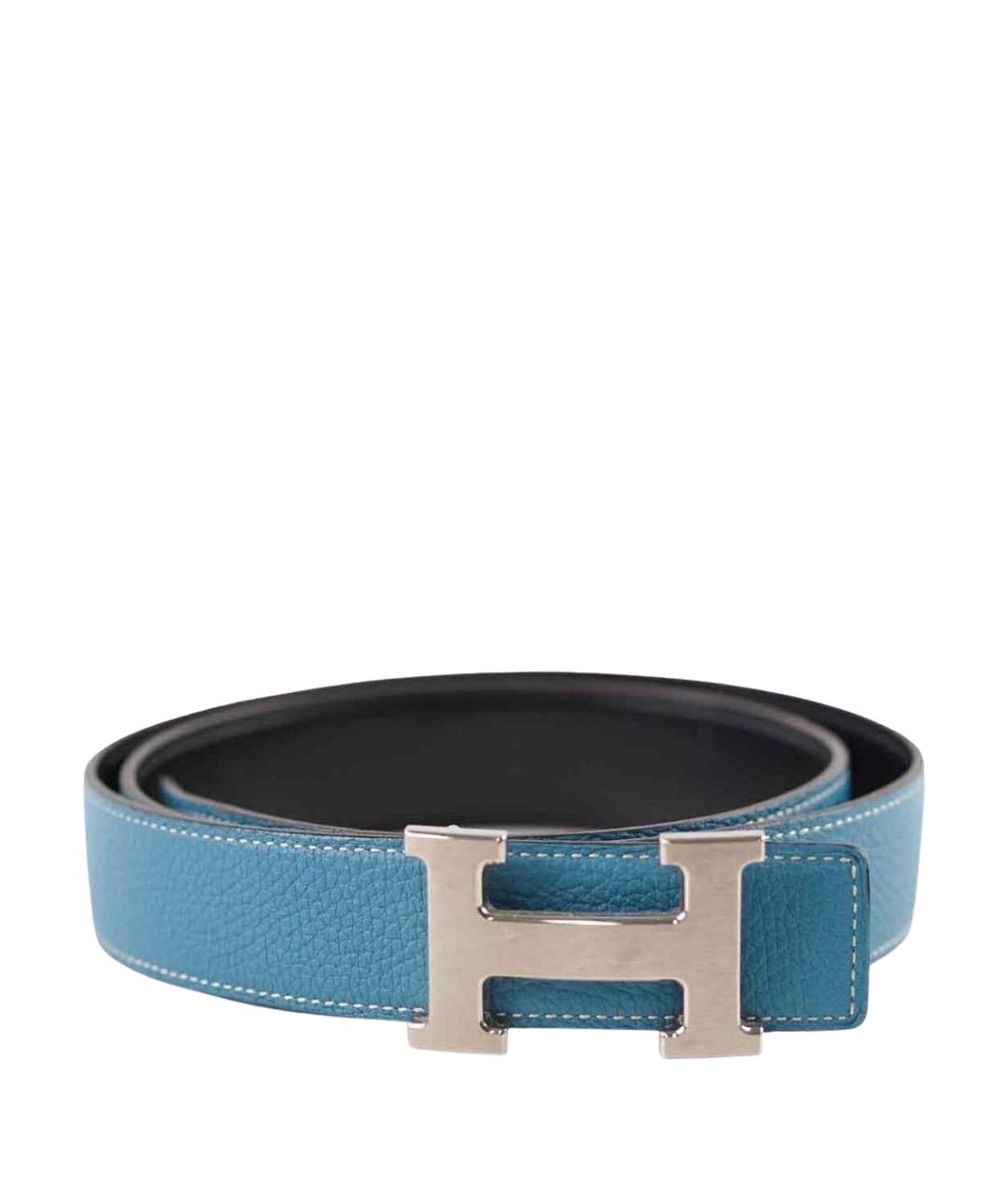HERMES Голубой кожаный ремень, фото 1