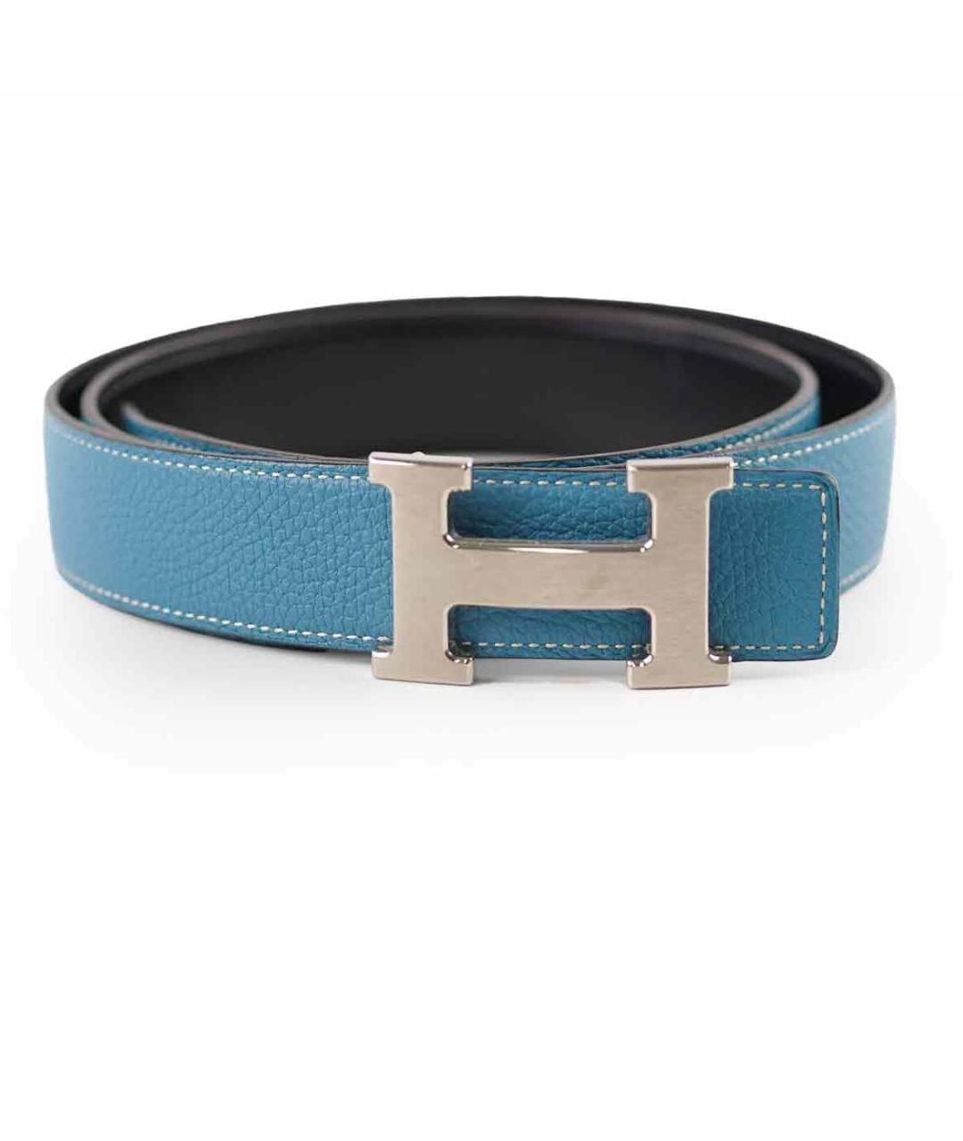 HERMES Голубой кожаный ремень, фото 9