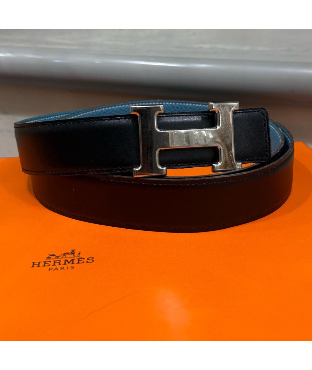 HERMES Голубой кожаный ремень, фото 3
