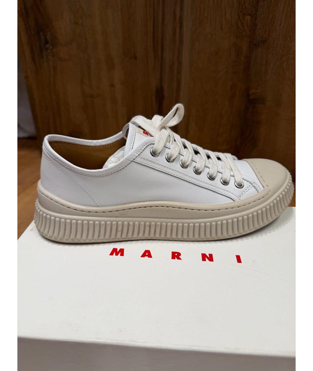 MARNI Белые кожаные кроссовки, фото 6