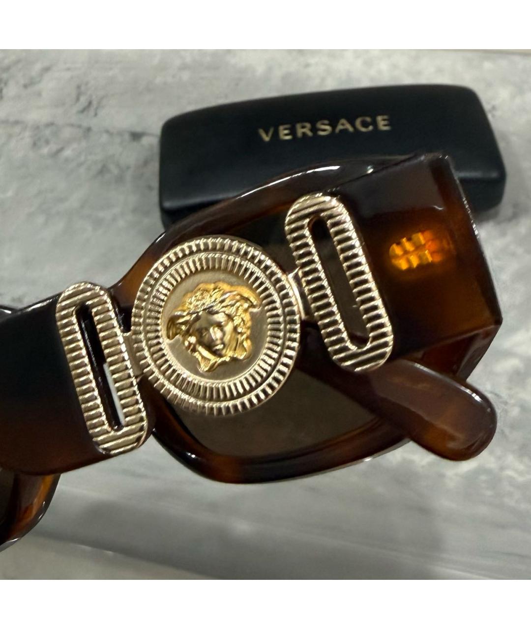 VERSACE Коричневые пластиковые солнцезащитные очки, фото 5