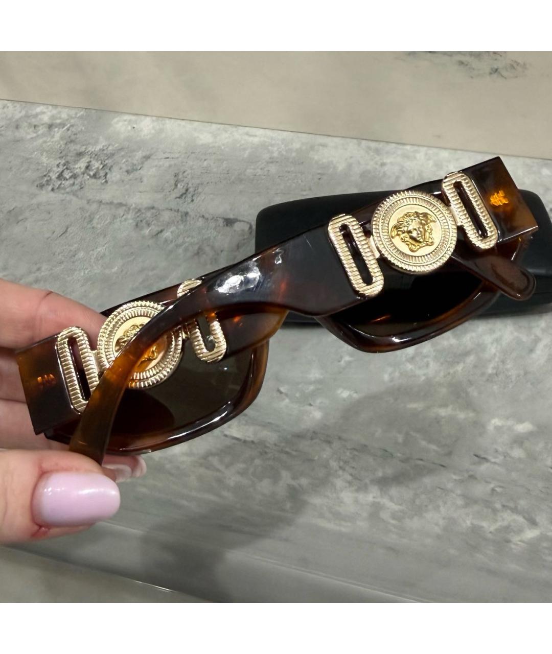 VERSACE Коричневые пластиковые солнцезащитные очки, фото 6