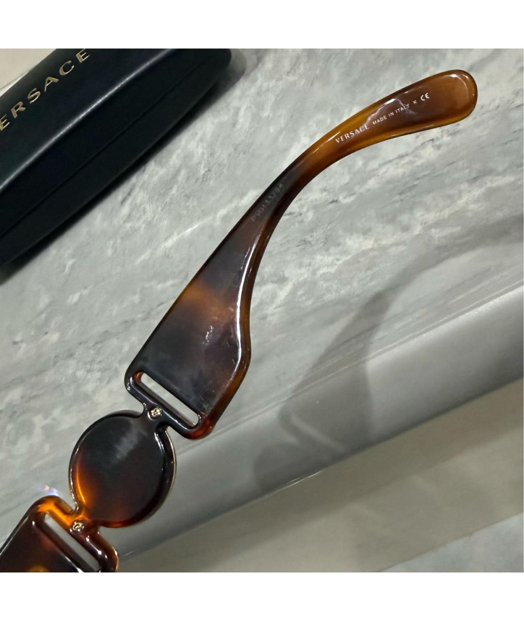 VERSACE Коричневые пластиковые солнцезащитные очки, фото 8