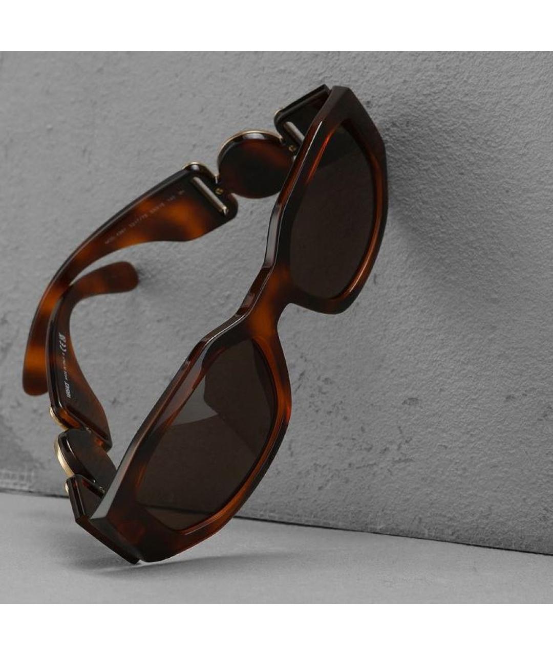 VERSACE Коричневые пластиковые солнцезащитные очки, фото 4