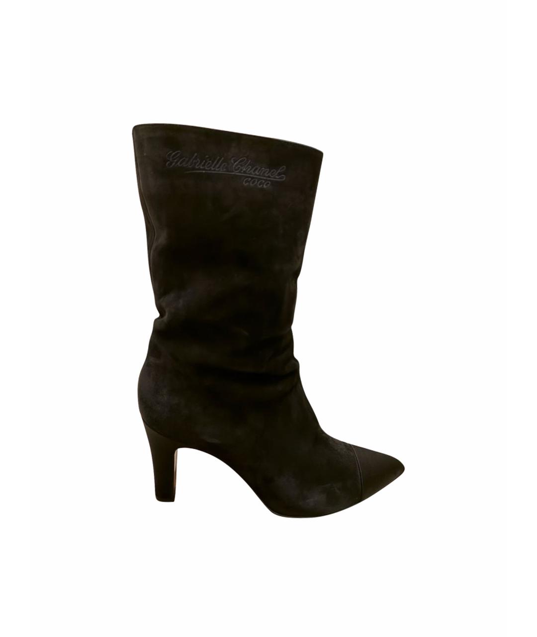 CHANEL Черные замшевые ботильоны, фото 1