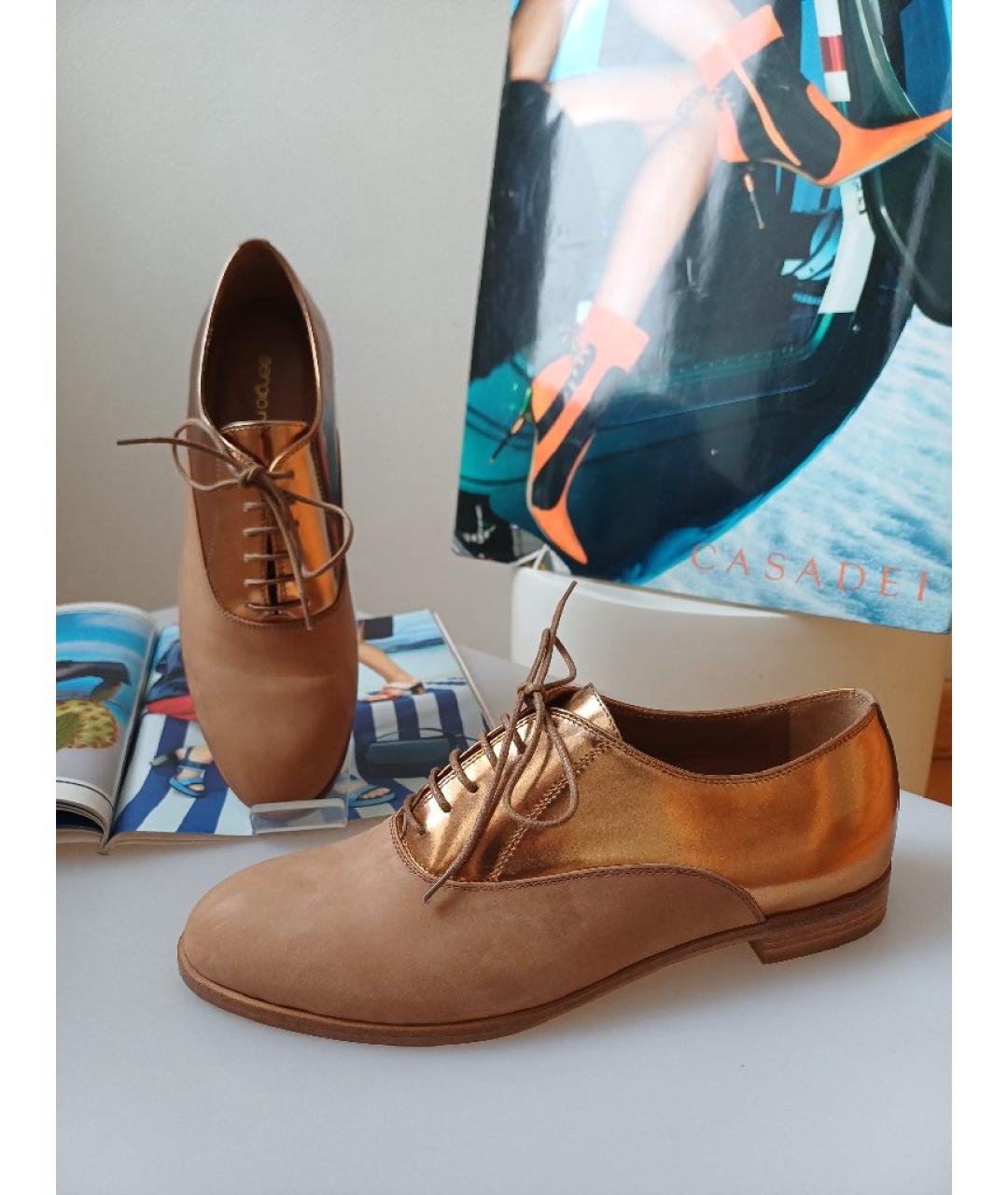 SERGIO ROSSI Коричневые нубуковые туфли, фото 2