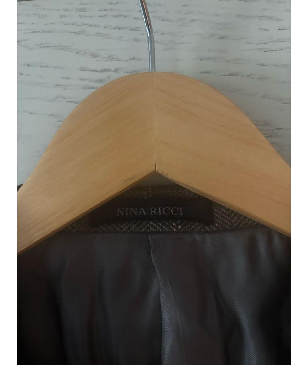 NINA RICCI Коричневый полиэстеровый пиджак, фото 5