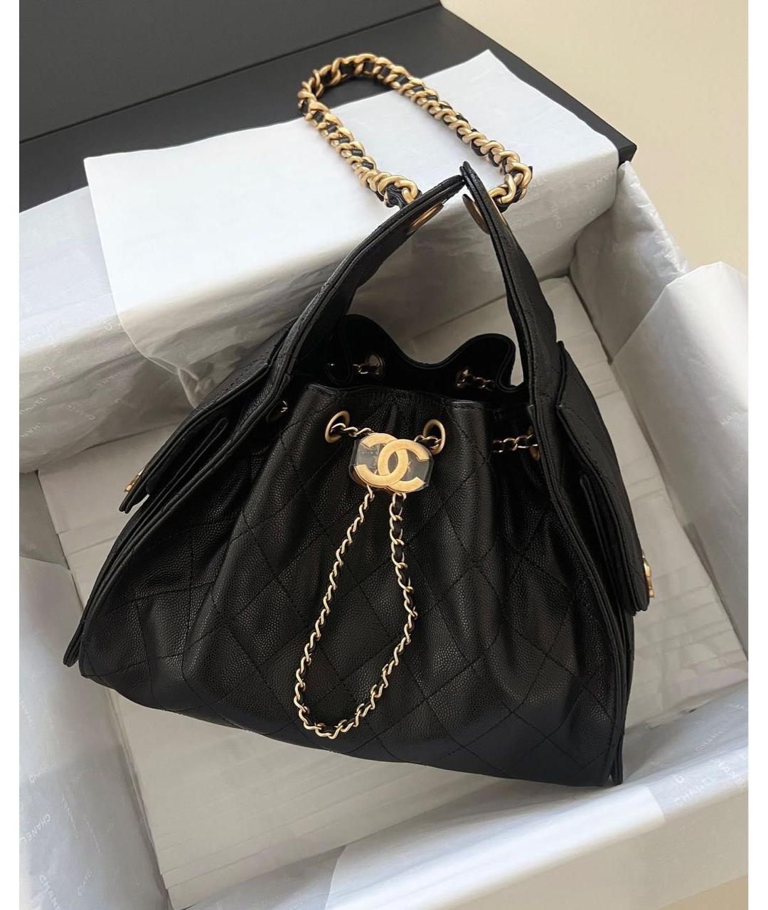 CHANEL Черная кожаная сумка через плечо, фото 2